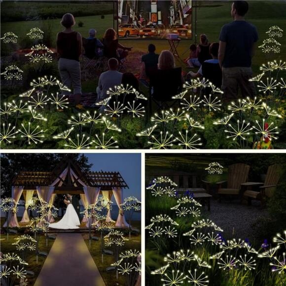 Solar Garden Lights, 2PACK Swaying Twinkling Firework Lights with 2 Modes - Picture 4 of 8